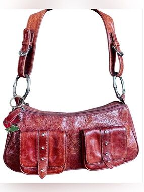 Burnt Brown Hobo Bag by Vera Pelle+Poppy keychain by Paper Anchor